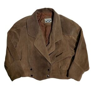 Vintage Yearbook Suede Leather Jacket Womens Size M Needs Chest Measurement